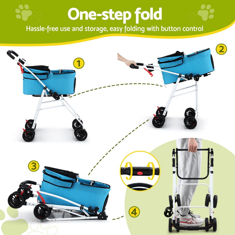 i.Pet Pet Stroller Dog Pram Large Cat Carrier Travel Pushchair Foldable 4 Wheels — product image 5 of 9