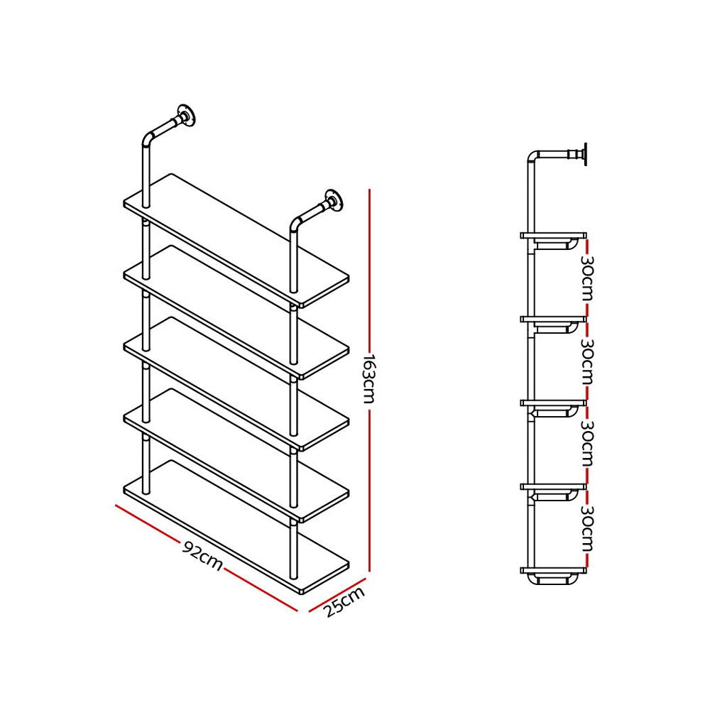 Artiss ISSA Five-Tier Industrial Floating Pipe Shelf