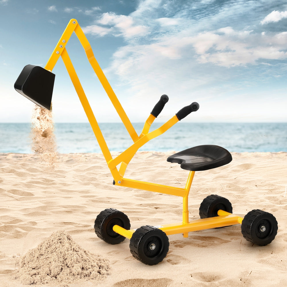 Keezi Kids Ride On Car Digger Bulldozer Sandpit Play Toys Rotate Seat Yellow — product image 1