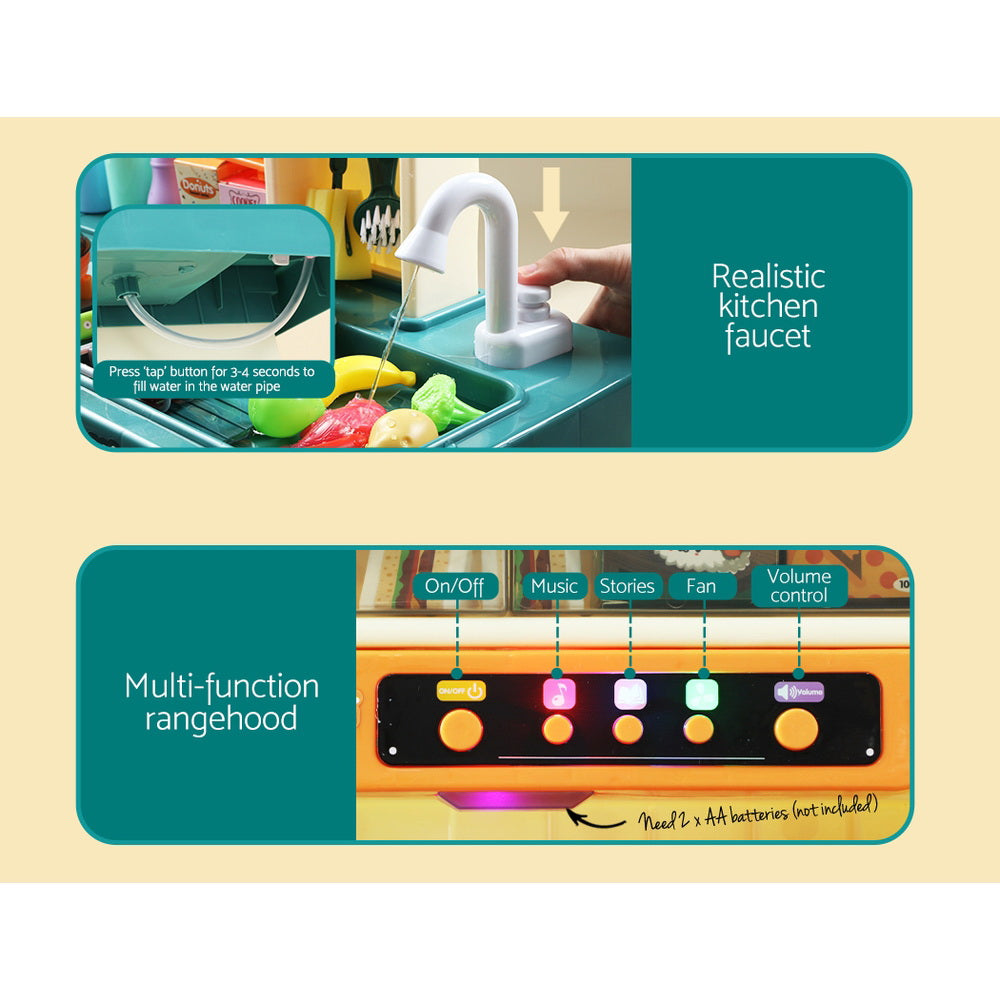 Keezi Kids Kitchen Pretend Play Set Cooking Sound Steam Light Function — product image 5 of 8