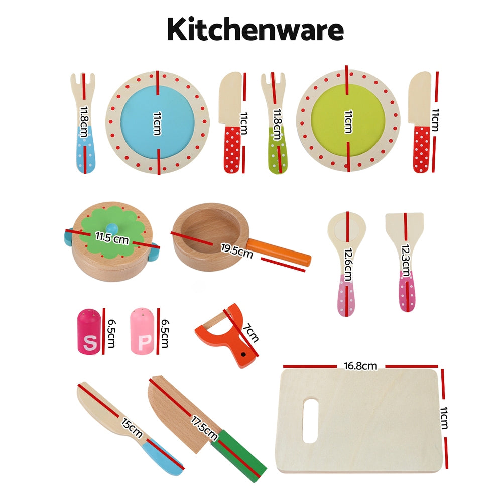 Keezi Kids Kitchen Play Set Wooden Pretend Toys Cooking Utensils Pots Pans Food — product image 3 of 8