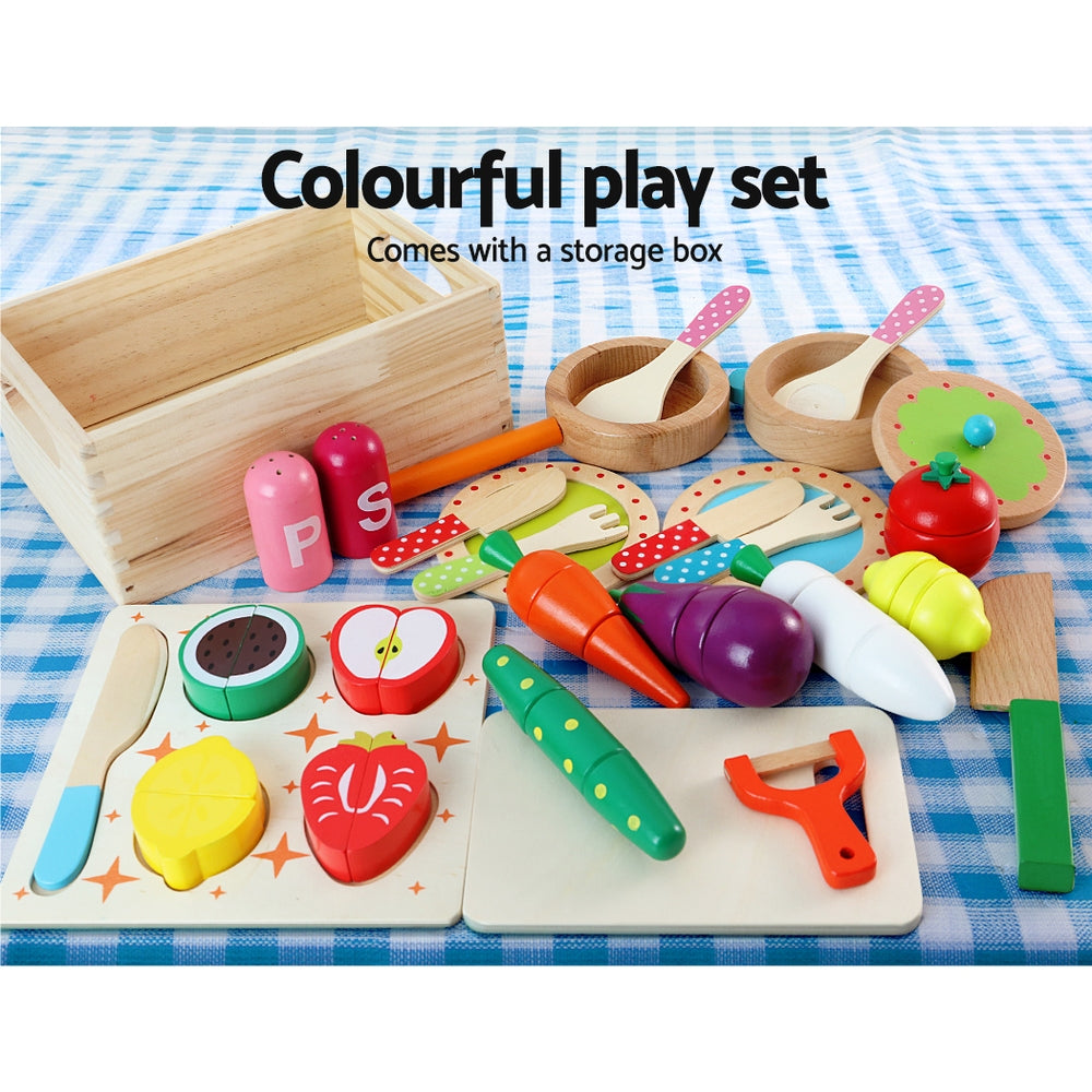 Keezi Kids Kitchen Play Set Wooden Pretend Toys Cooking Utensils Pots Pans Food — product image 4 of 8