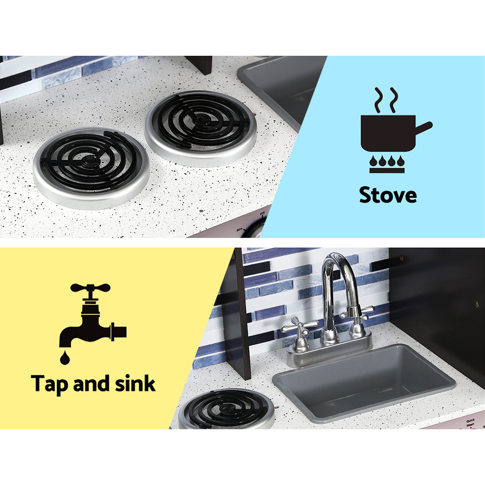 Keezi Kids Kitchen Play Set Wooden Pretend Toys Cooking Children Oven Fridge — product image 5