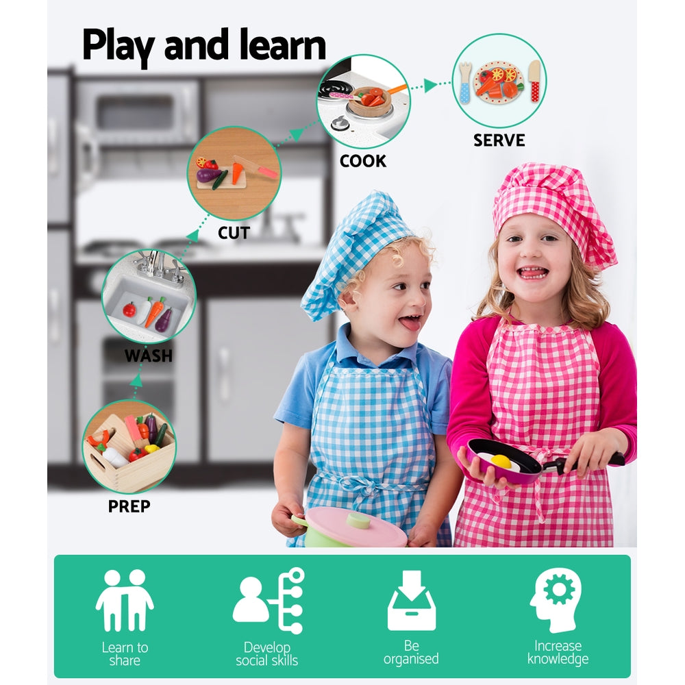 Keezi Kids Kitchen Play Set Wooden Pretend Toys Cooking Children Stove Fridge — product image 5