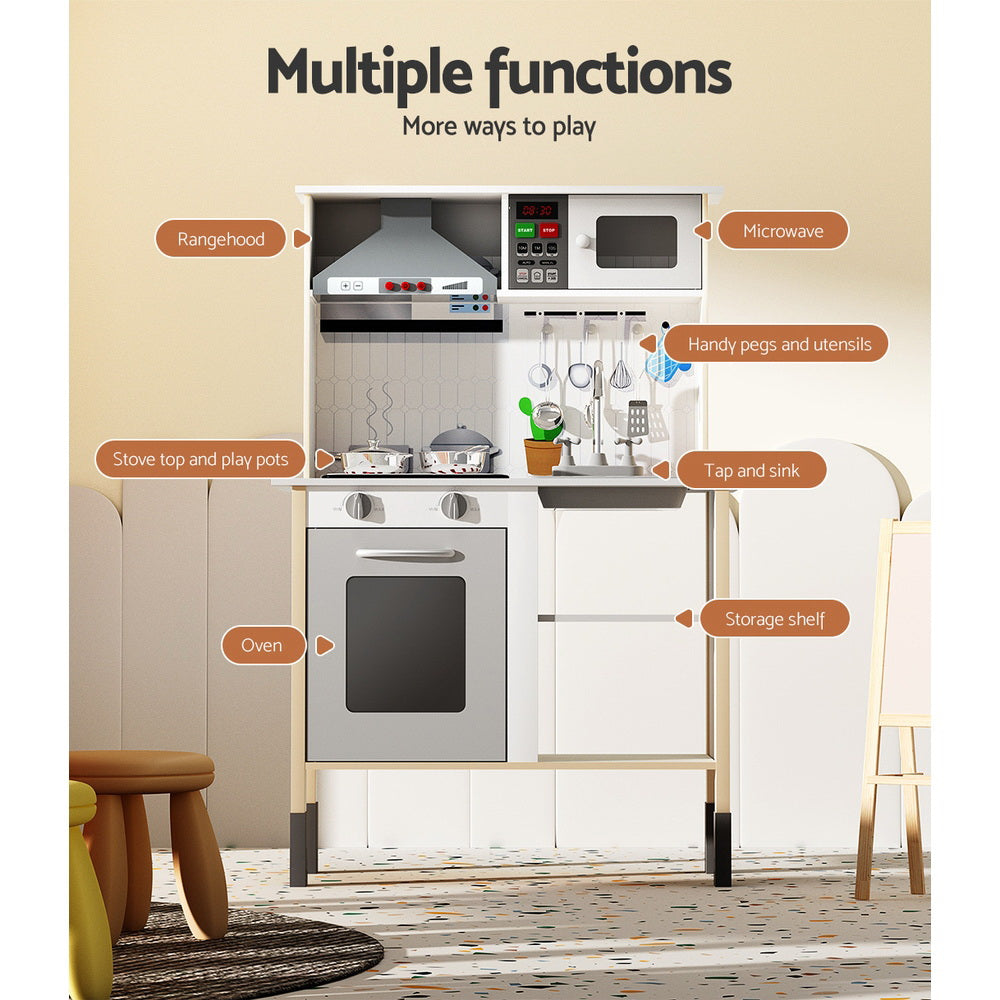 Keezi Kids Kitchen Play Set Wooden Pretend Toys Cooking Children Cookware Sink — product image 5 of 8