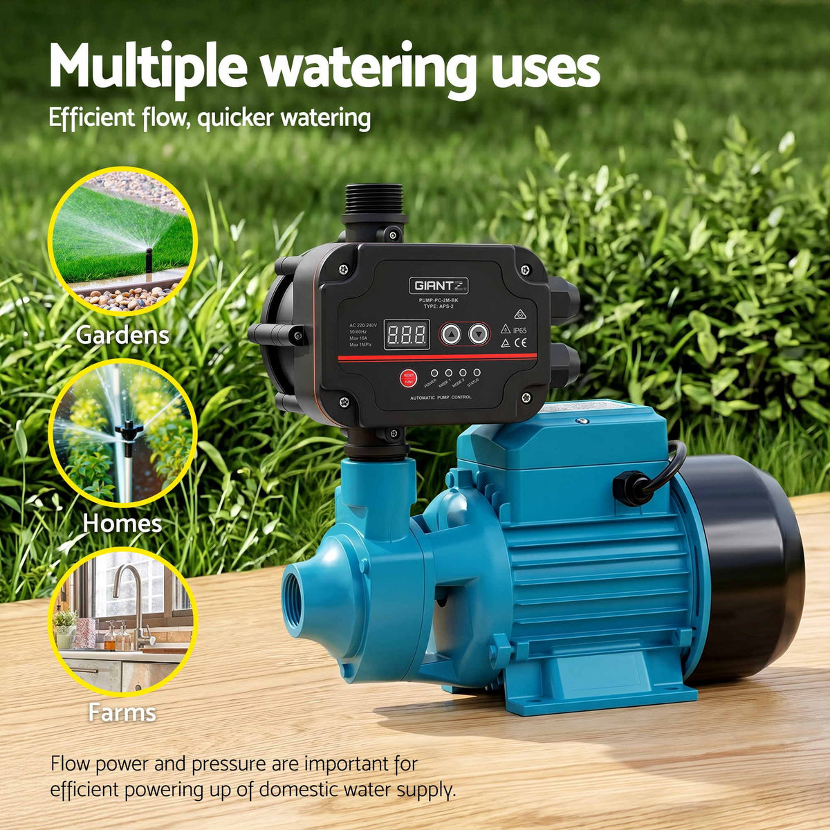 Giantz Peripheral Water Pump Auto Controller Cast Iron Garden Irrigation 1HP — product photo 6 of 11