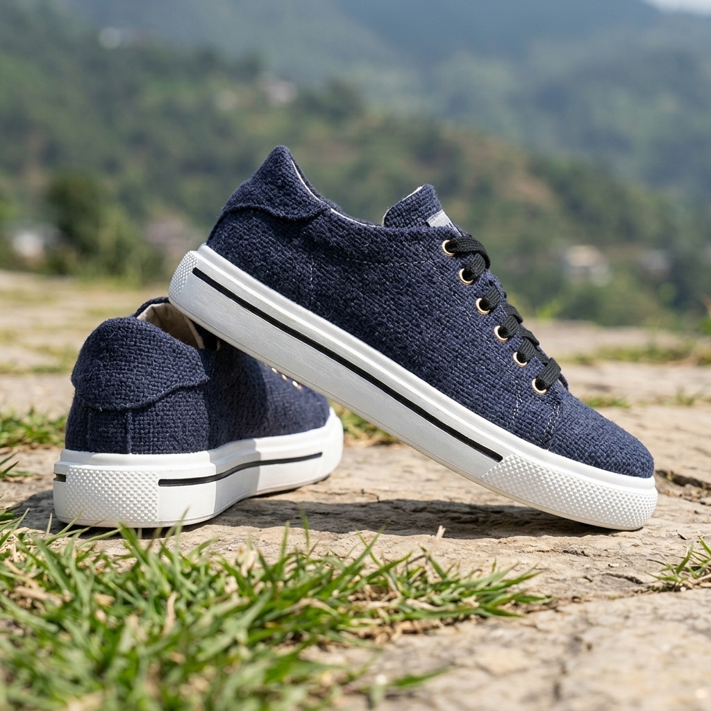 Dark Navy Organic Hemp Lace-Up Shoes – Vegan Natural Rubber Sole