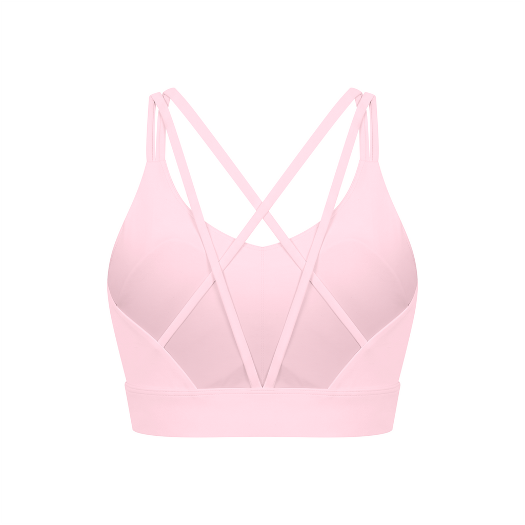 Off Script Women’s Lycra Cropped Yoga Sport Bra - Pink back mockup
