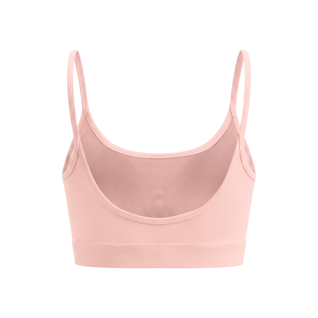 Off Script Women’s Solid U-Neck Sports Bra - Pink - back mockup