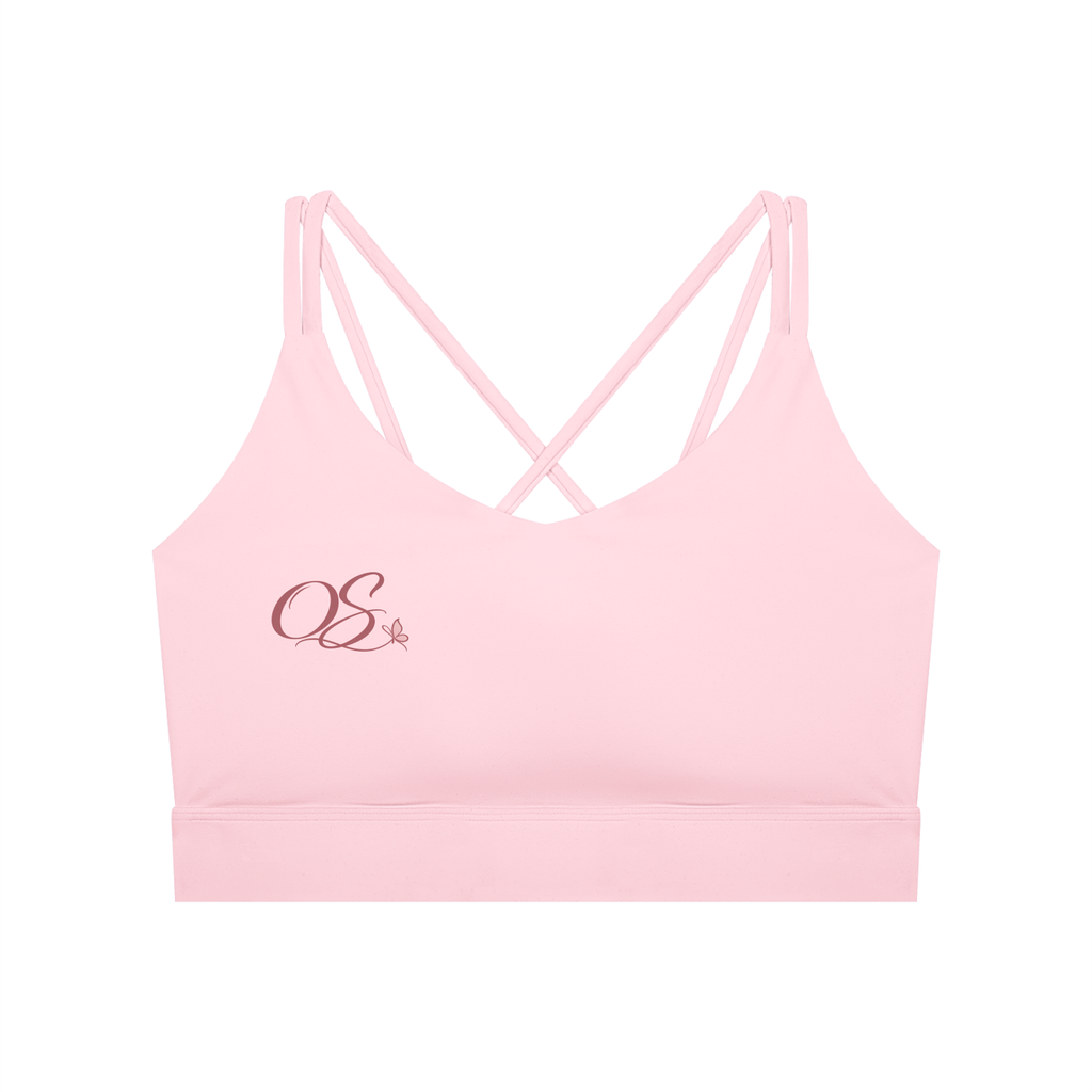 Off Script Women’s Lycra Cropped Yoga Sport Bra - Pink front