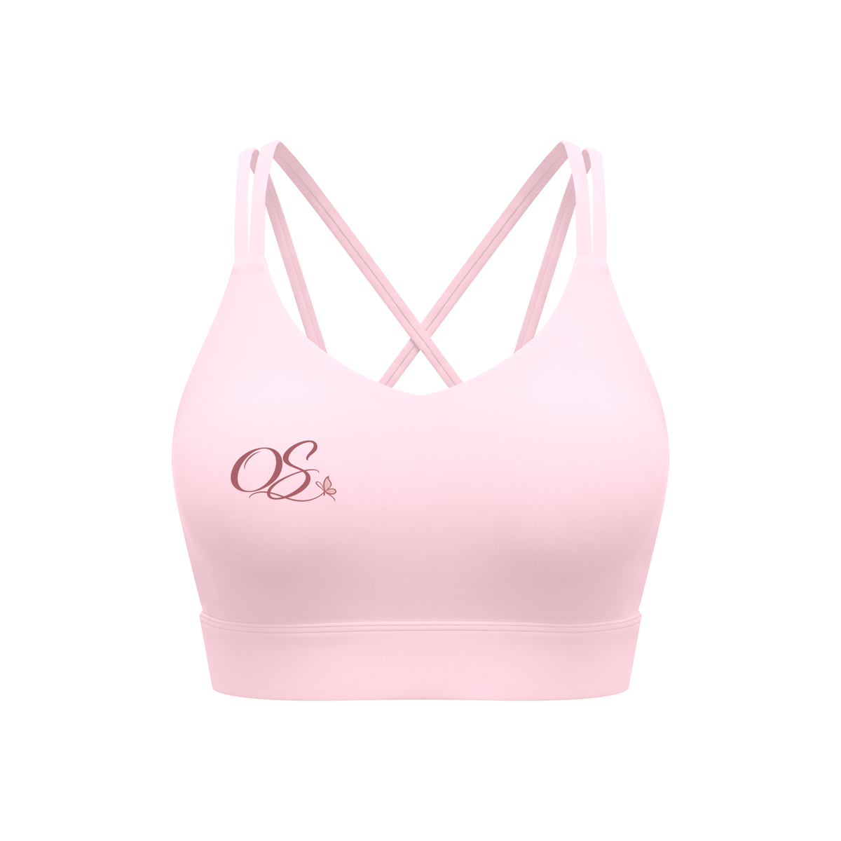 Off Script Women’s Lycra Cropped Yoga Sport Bra - Pink front mockup