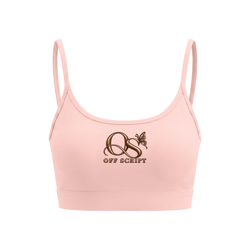 Off Script Women’s Solid U-Neck Sports Bra - Pink - front mockup