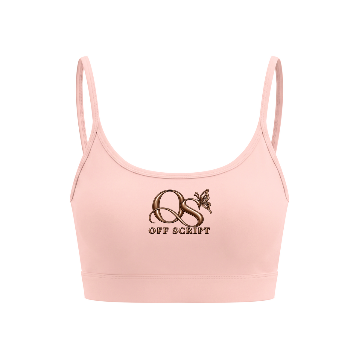 Off Script Women’s Solid U-Neck Sports Bra - Pink - front mockup