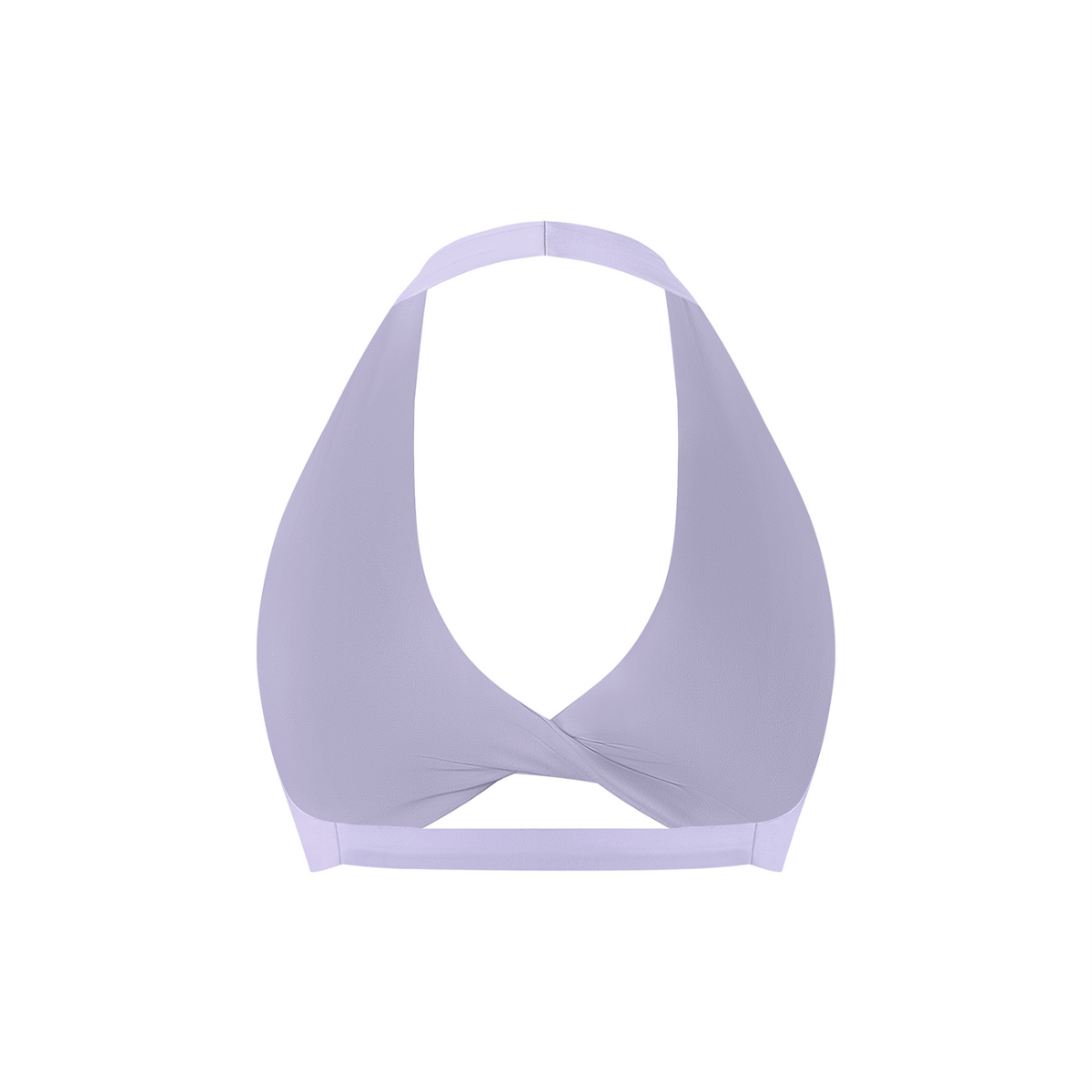 Off Script Women's Twist Front Halter Sports Bra - Purple back 3D mockup