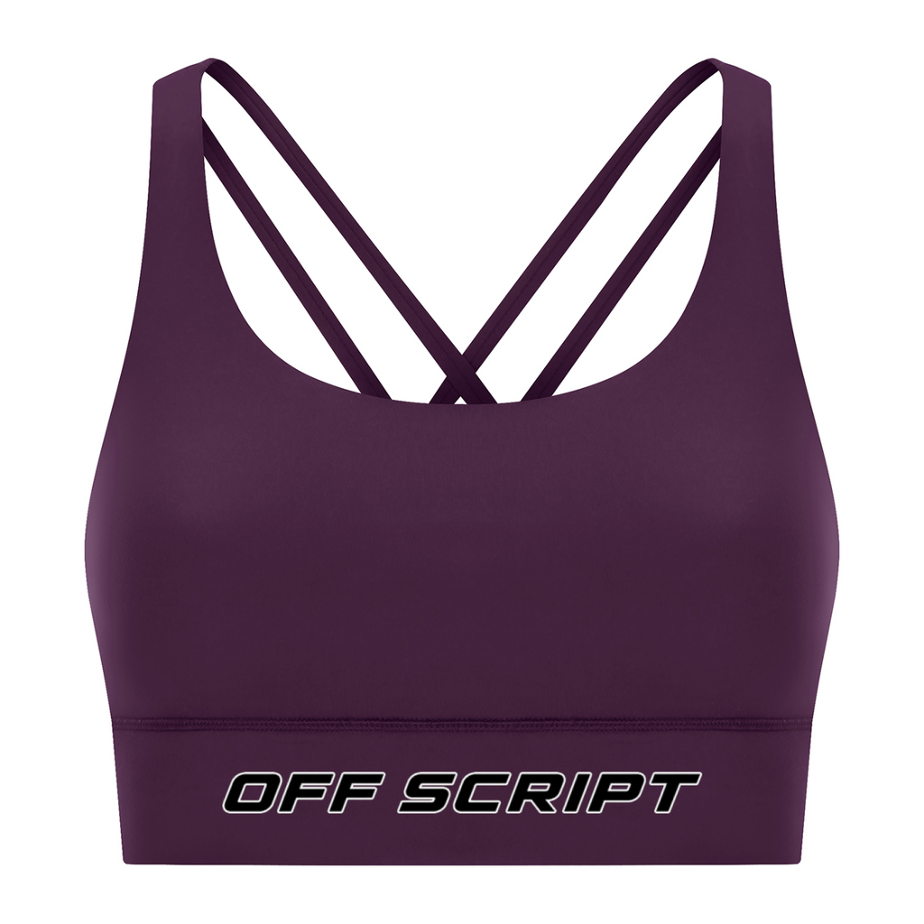 Strappy Criss-Cross Sports Bra - Purple front mockup