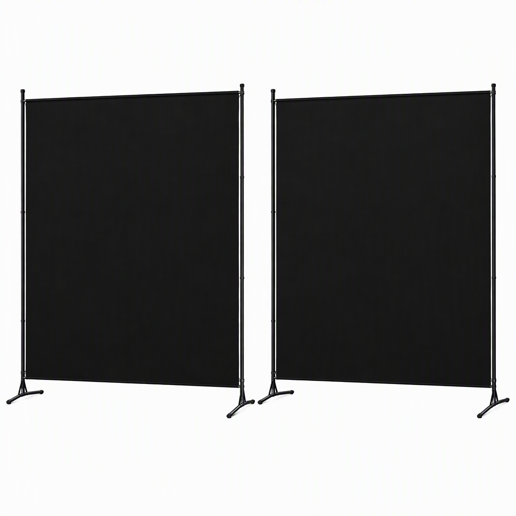 Artiss Room Divider Set of 2 Privacy Screen Fabric Room Separator Partition 175x180cm Black — product image 2