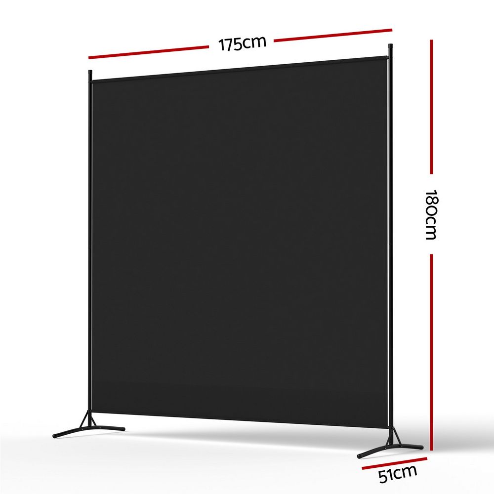Artiss Room Divider Set of 2 Privacy Screen Fabric Room Separator Partition 175x180cm Black — product image 3