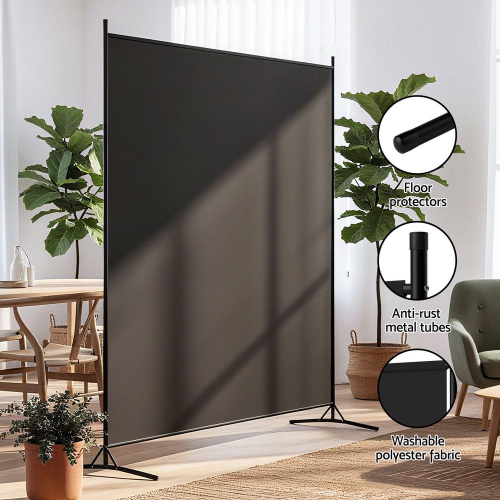 Artiss Room Divider Set of 2 Privacy Screen Fabric Room Separator Partition 175x180cm Black — product image 5