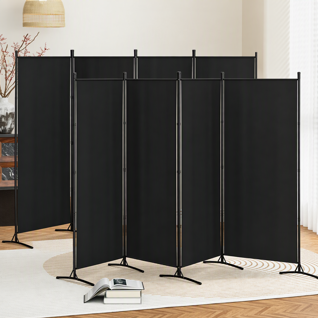 Artiss 4 Panel Room Divider Set of 2 Folding Privacy Screen Fabric Room Separator Partition Black — product image 1 of 7
