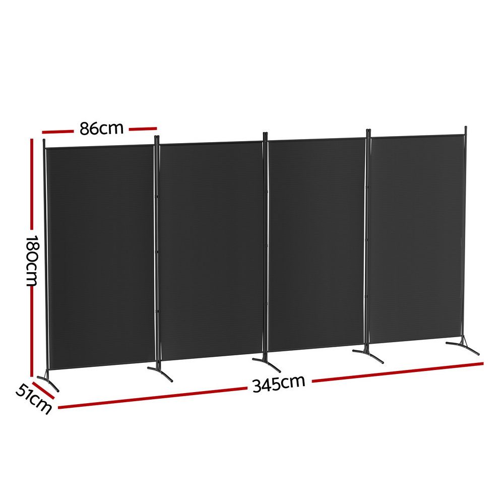 Artiss 4 Panel Room Divider Set of 2 Folding Privacy Screen Fabric Room Separator Partition Black — product image 3 of 7