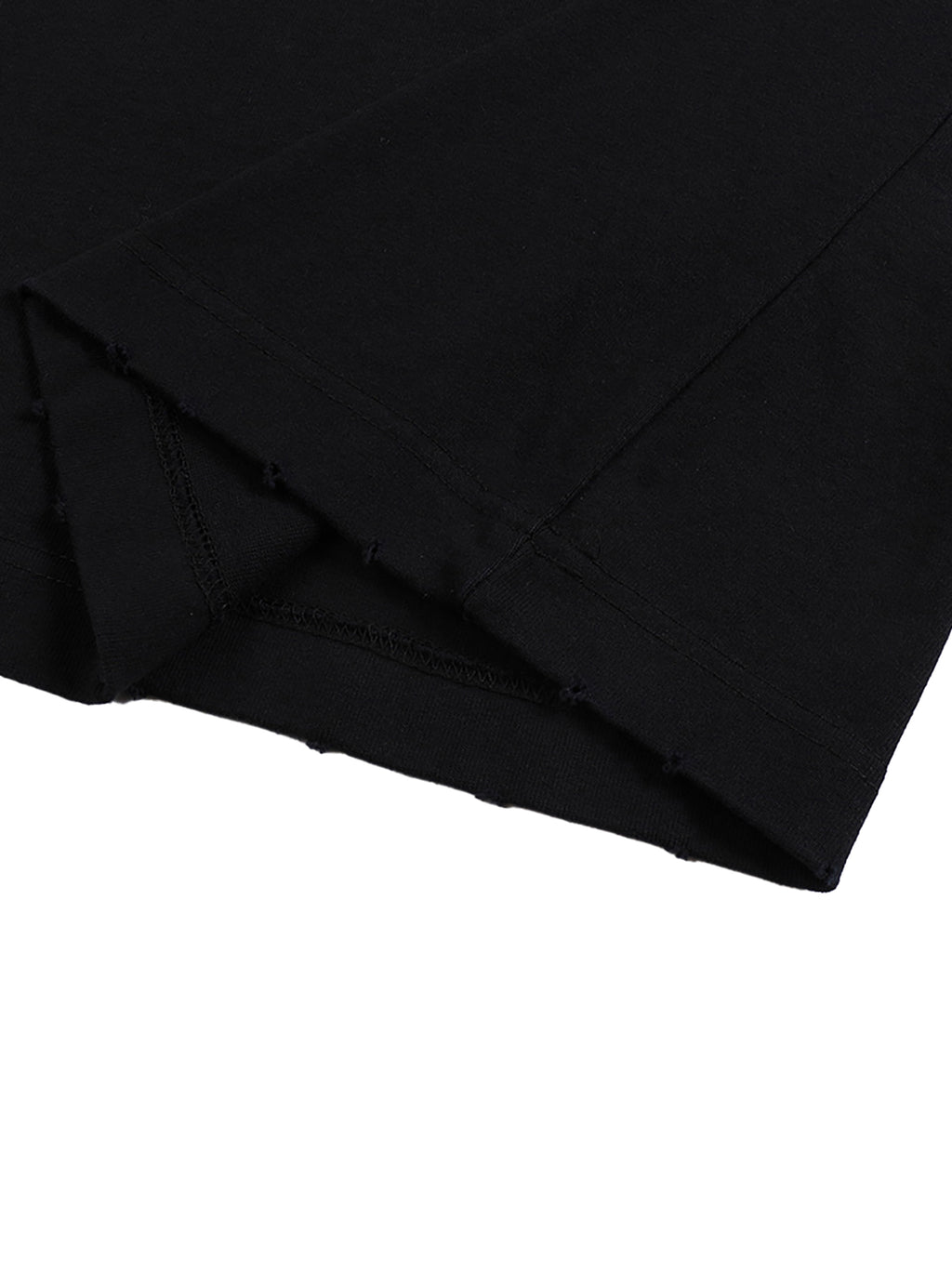 Black hand-frayed edge construction detail – heavyweight T-shirt