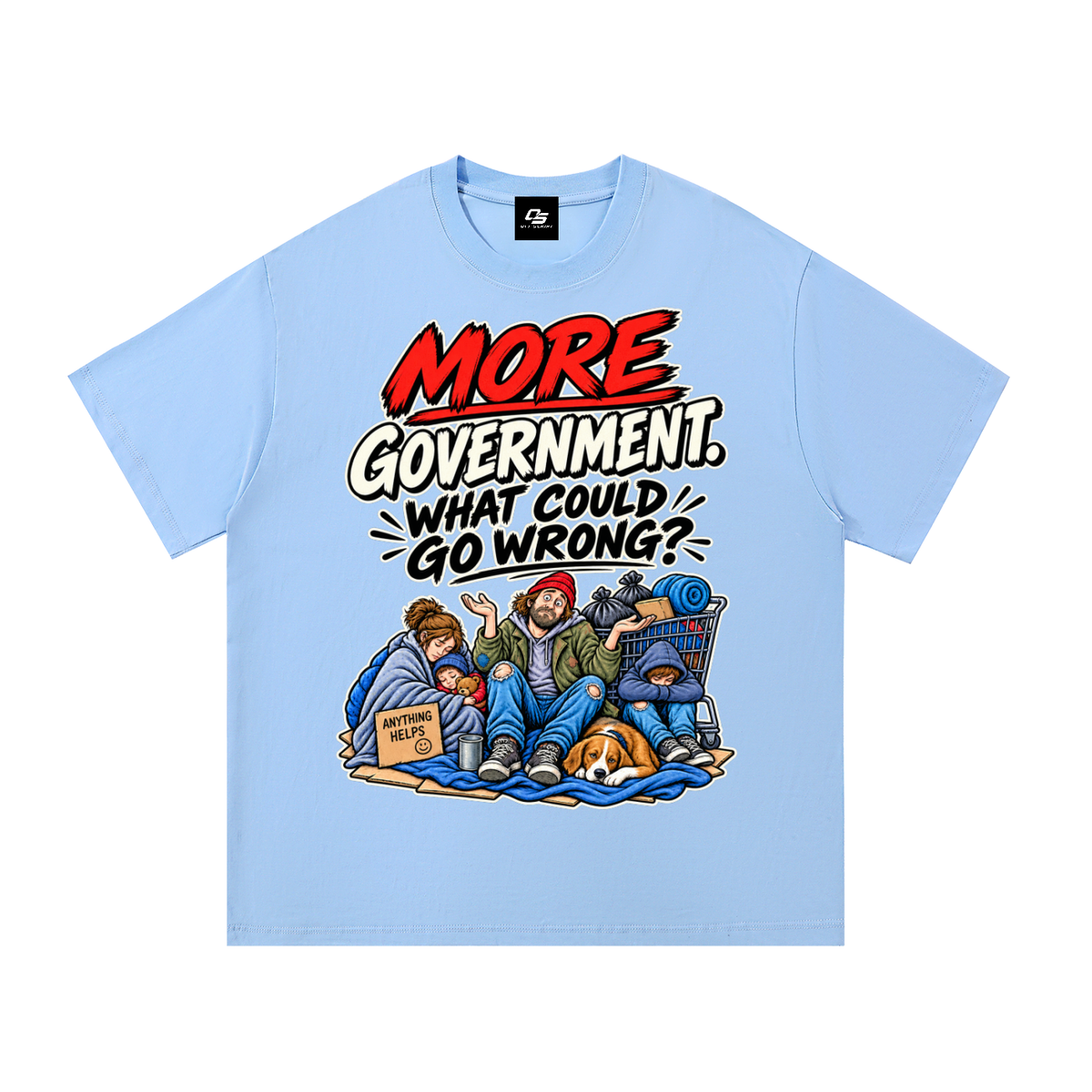 Zombies Ahead Unisex Graphic T-Shirt - Blue front