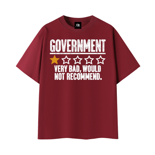 Government Very Bad Would Not Recommend Unisex Graphic T-Shirt – Wine Red front 3D mockup