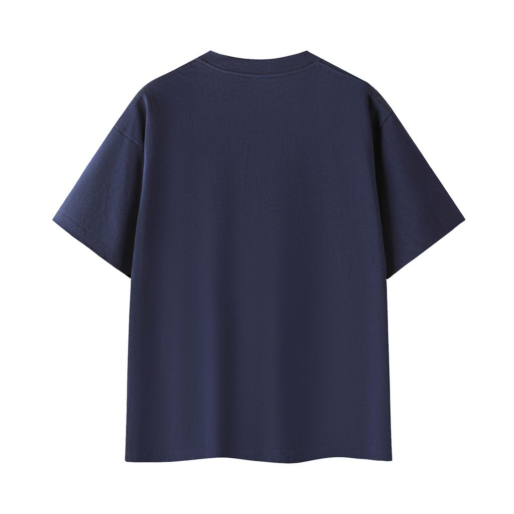 Zombies Ahead Essential Cotton T-Shirt - Navy Blue - back mockup
