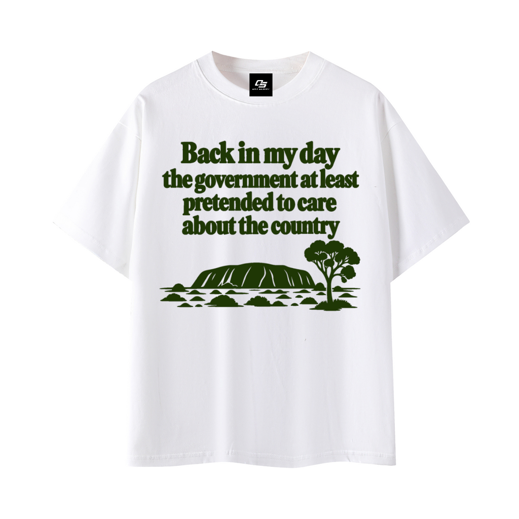 White Back in My Day Australian Quote T-Shirt 3D front mockup