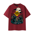 Zombies Ahead Unisex Graphic T-Shirt - Wine Red front 3D mockup