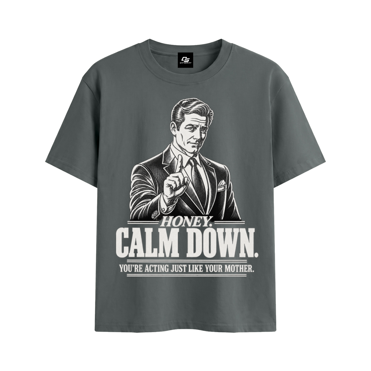 Honey Calm Down Unisex Graphic Cotton T-Shirt - Grey front 3D mockup
