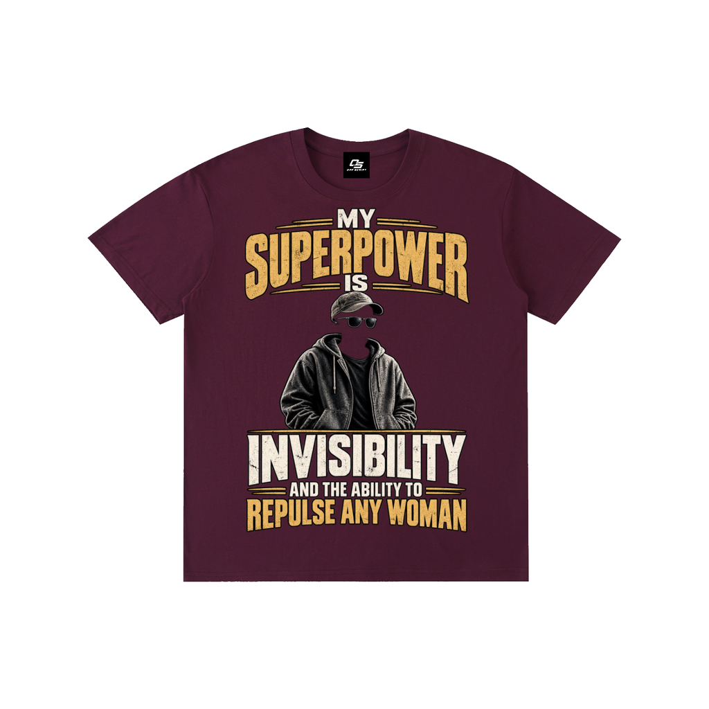 My Superpower Is Invisibility and the Ability to Repulse Any Woman Unisex Graphic T-Shirt - Grape Purple - front