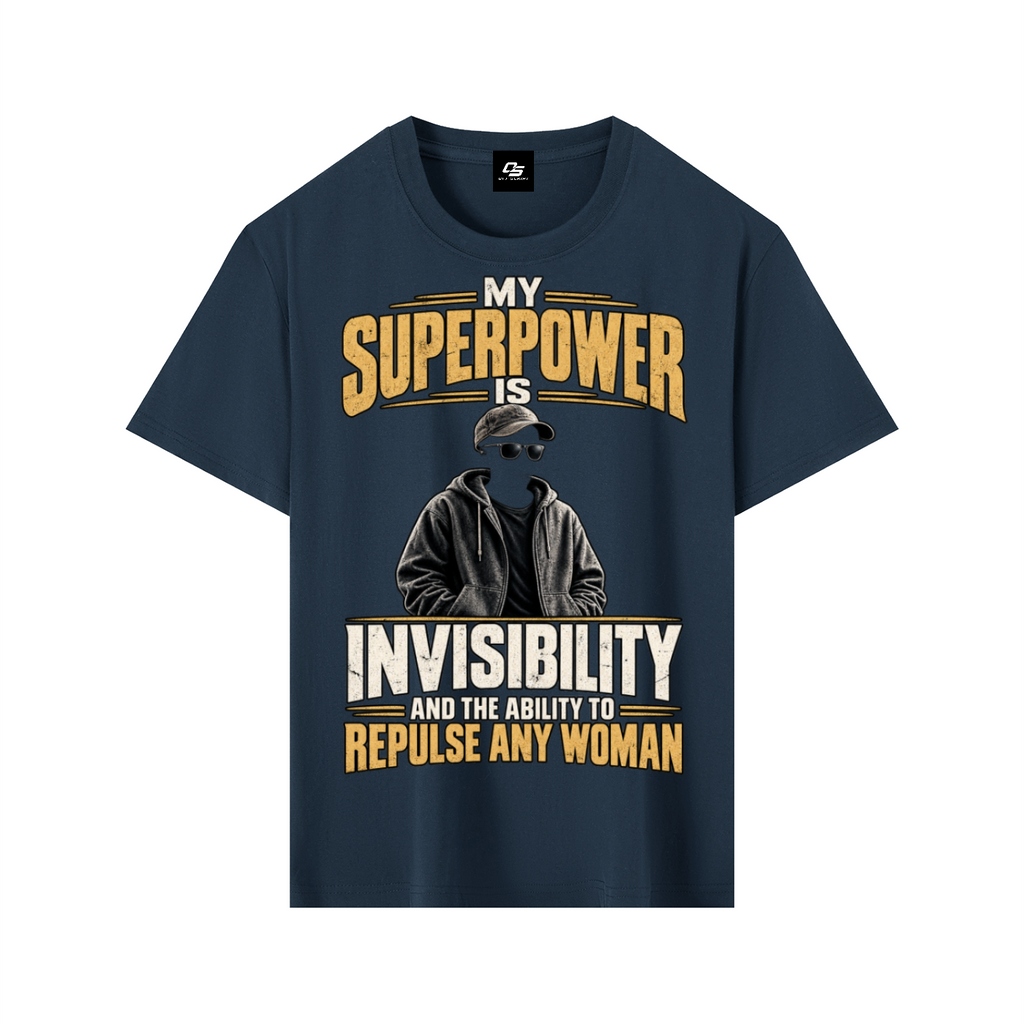 My Superpower Unisex Graphic T-Shirt - Navy Blue front 3D mockup