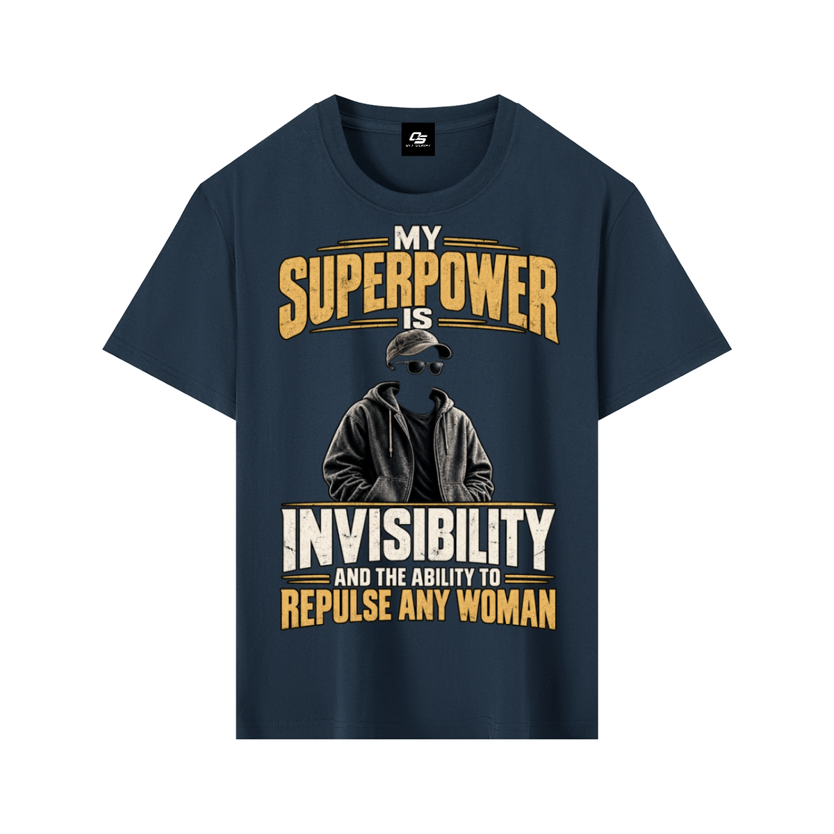 My Superpower Unisex Graphic T-Shirt - Navy Blue front 3D mockup