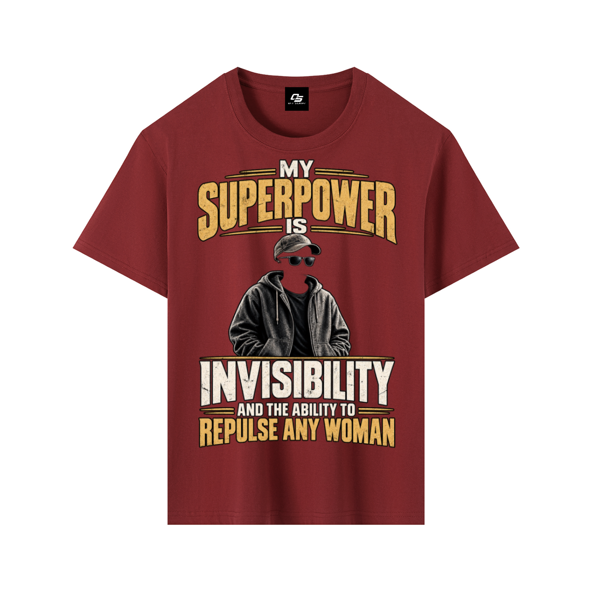 My Superpower Unisex Graphic T-Shirt - Wine Red front 3D mockup