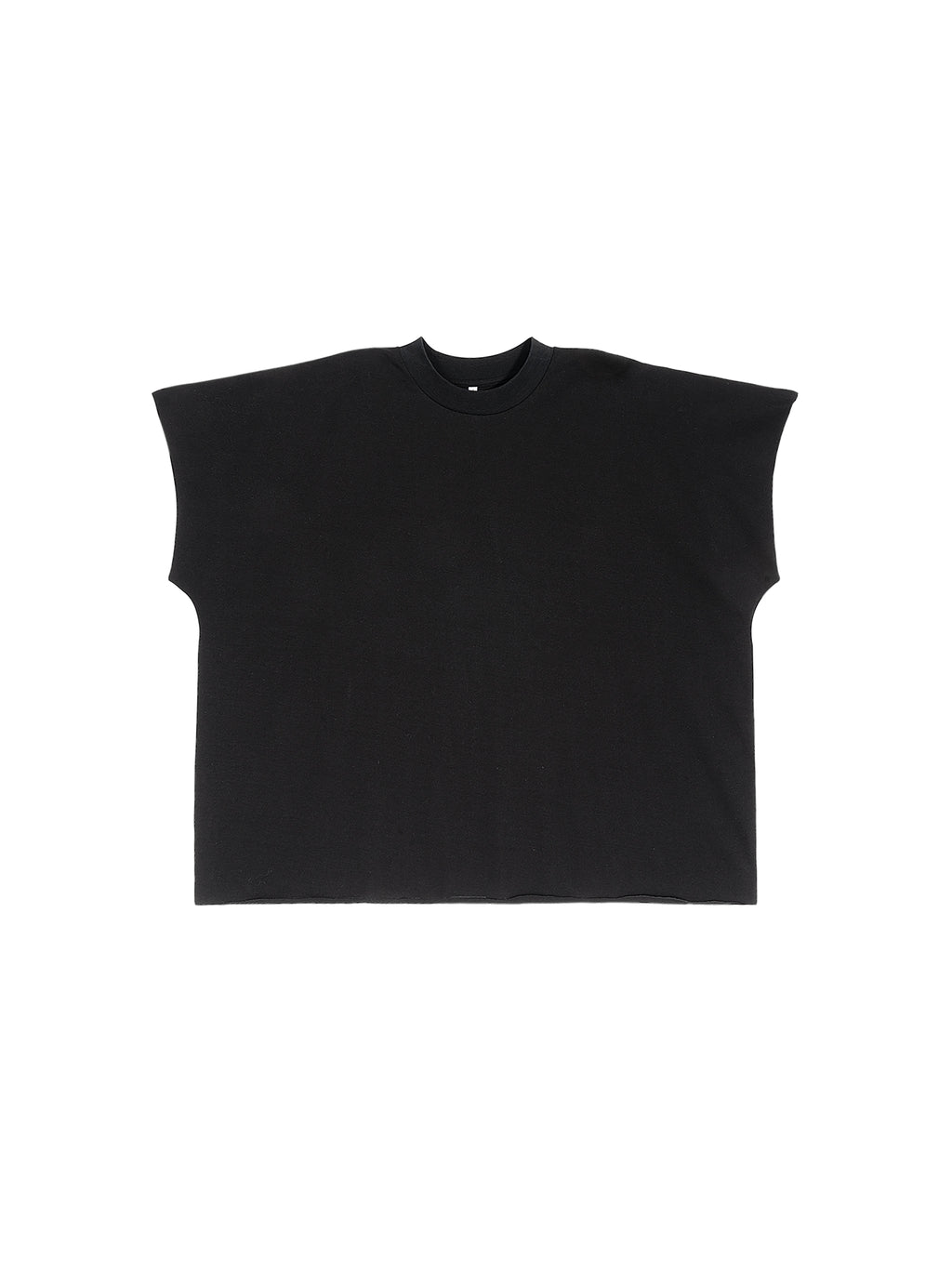 Raw Edge Boxy Non-Shrink T-Shirt – Black front view
