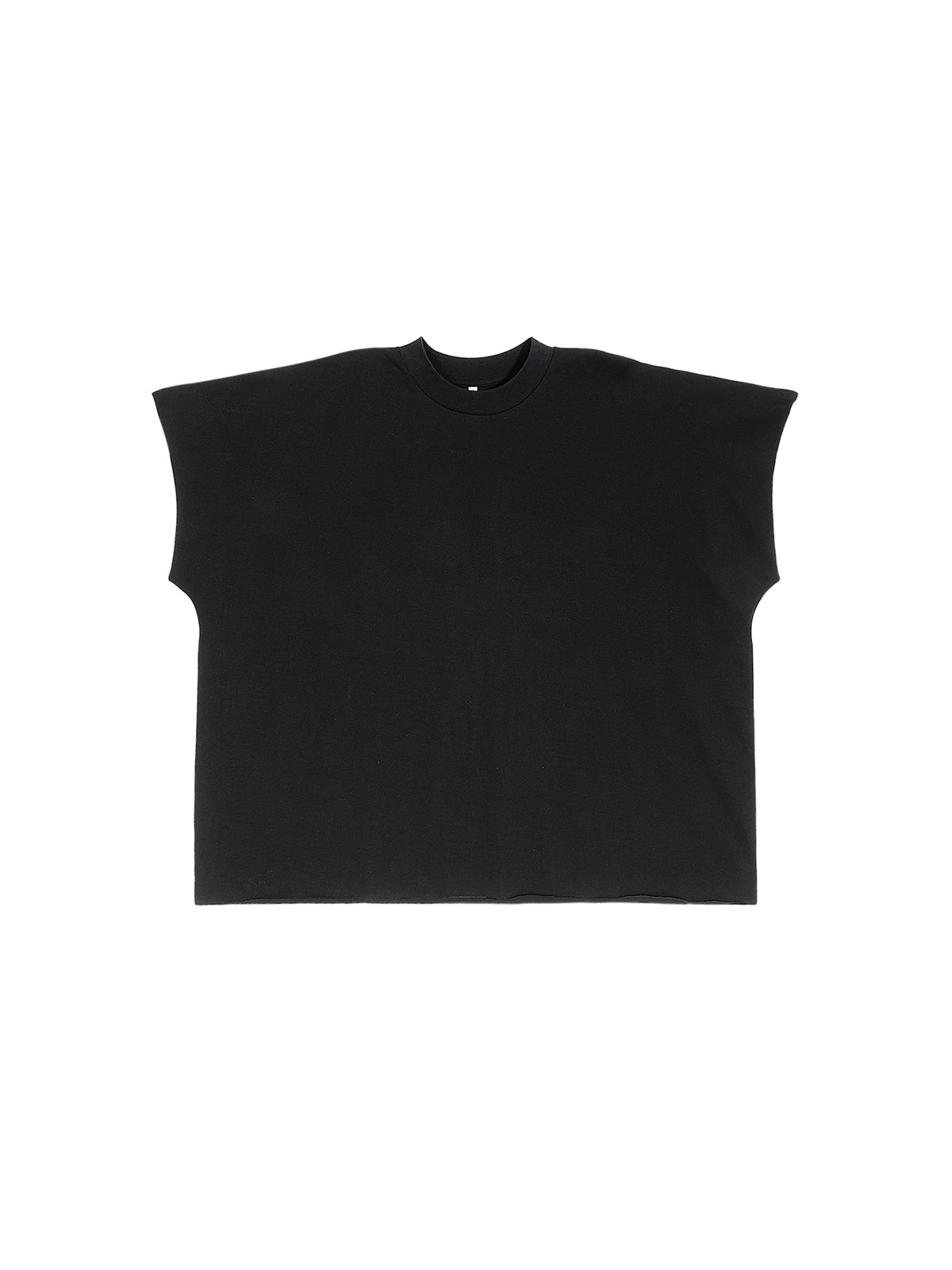Raw Edge Boxy Non-Shrink T-Shirt – Black front view