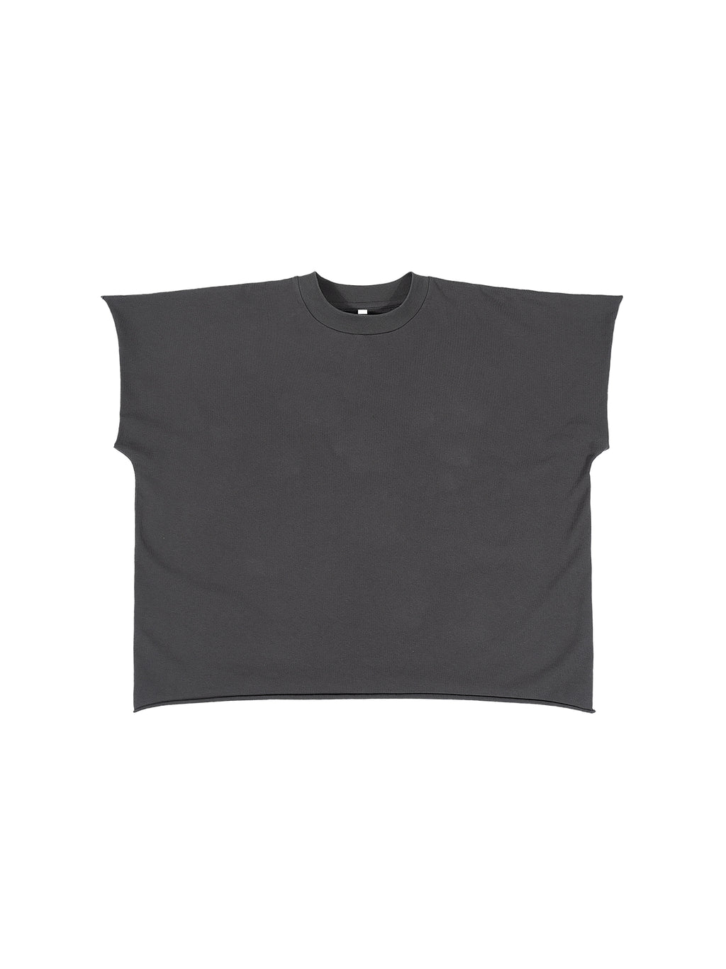 Raw Edge Boxy Non-Shrink T-Shirt – Dark Gray front view
