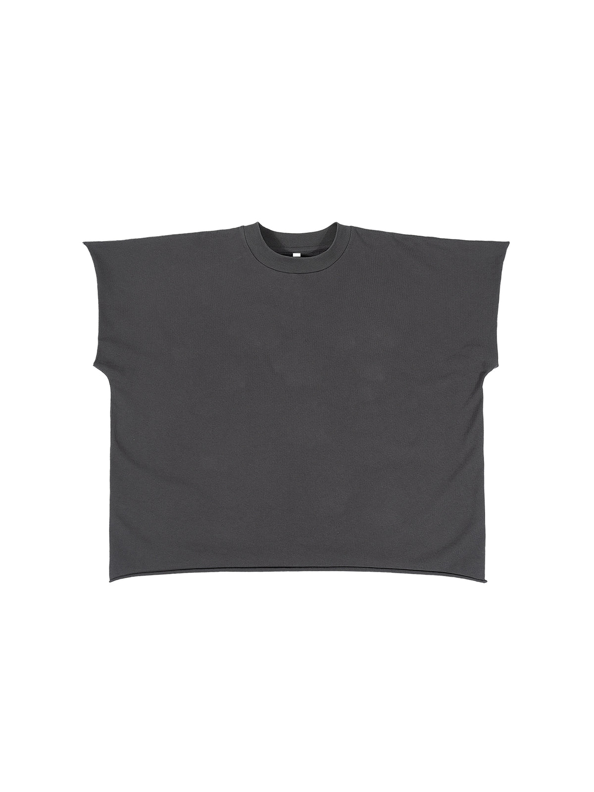 Raw Edge Boxy Non-Shrink T-Shirt – Dark Gray front view