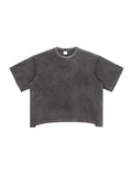 Raw Edge Snow Washed Boxy T-Shirt – Gray front view
