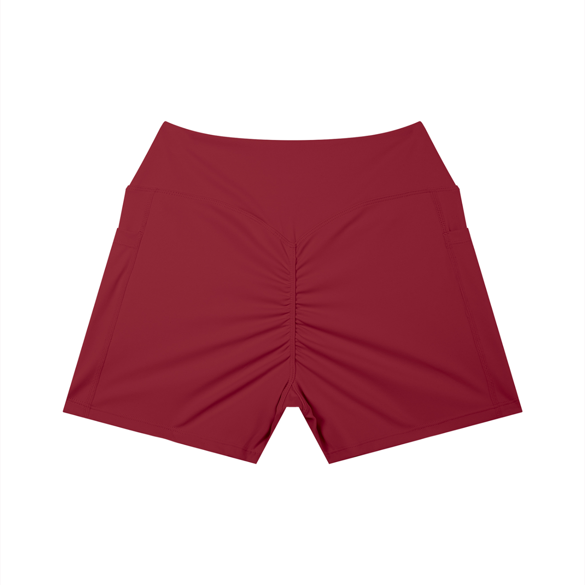 Women’s High Rise Pocket Yoga Shorts - Red - back