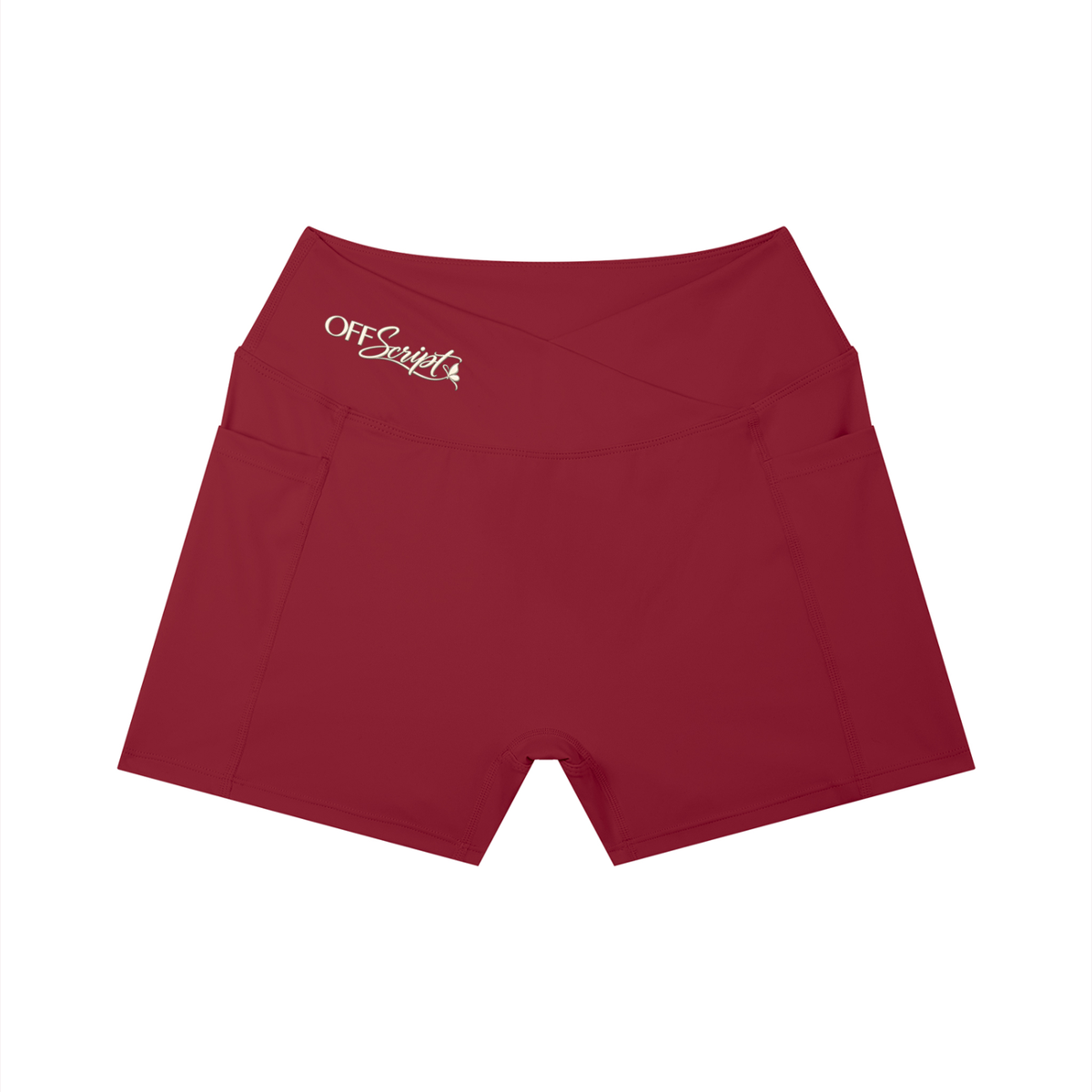 Women’s High Rise Pocket Yoga Shorts - Red - front