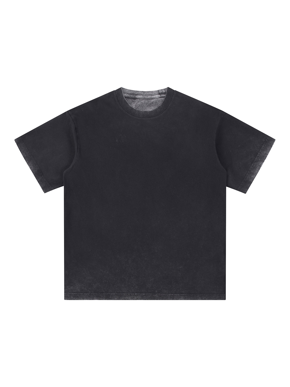Reverse Dyed Loose Cotton T-Shirt – Black front view