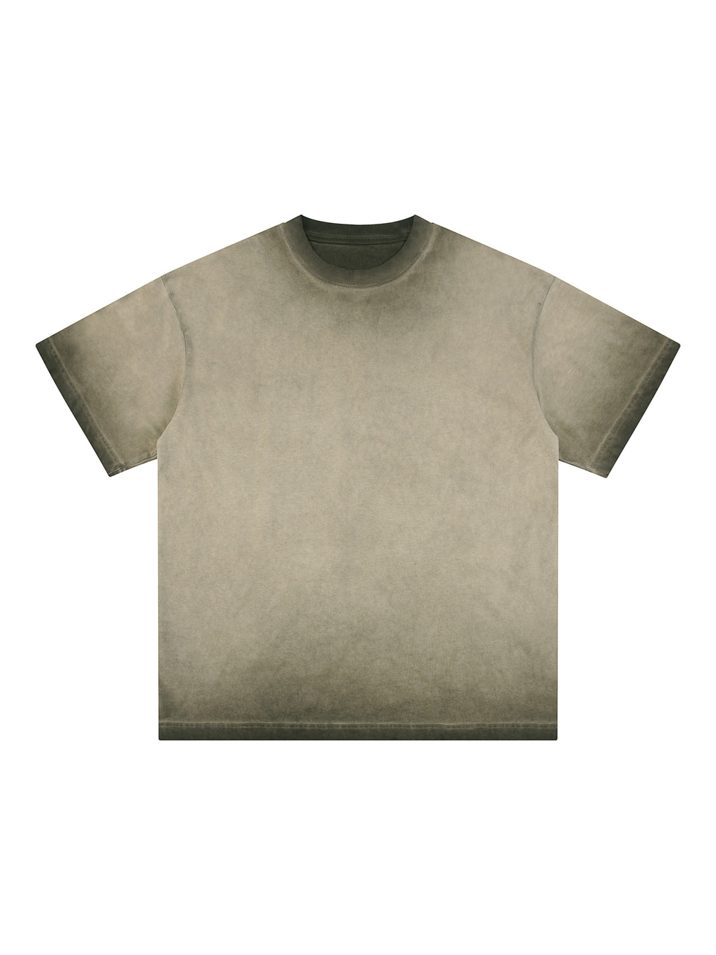 Reverse Dyed Loose Cotton T-Shirt – Green front view