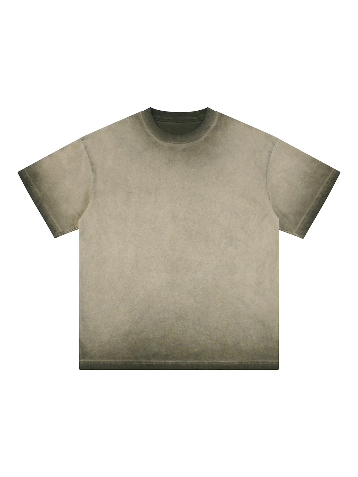 Reverse Dyed Loose Cotton T-Shirt – Green front view