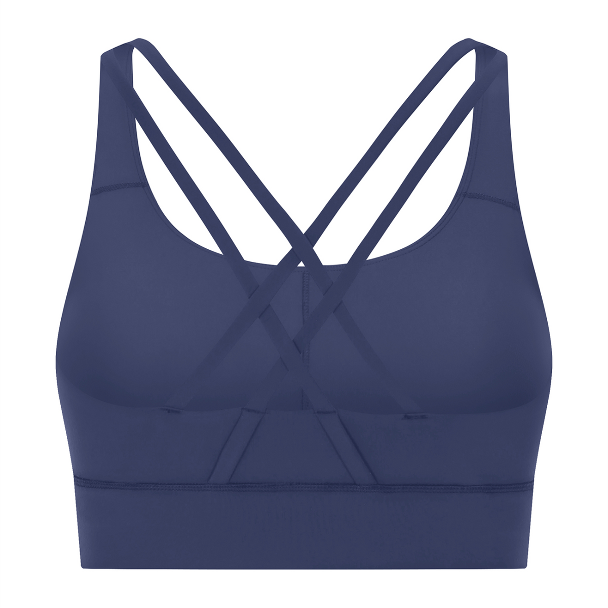 Off Script Women’s Strappy Criss-Cross Sports Bra - Royal Blue back 3D mockup