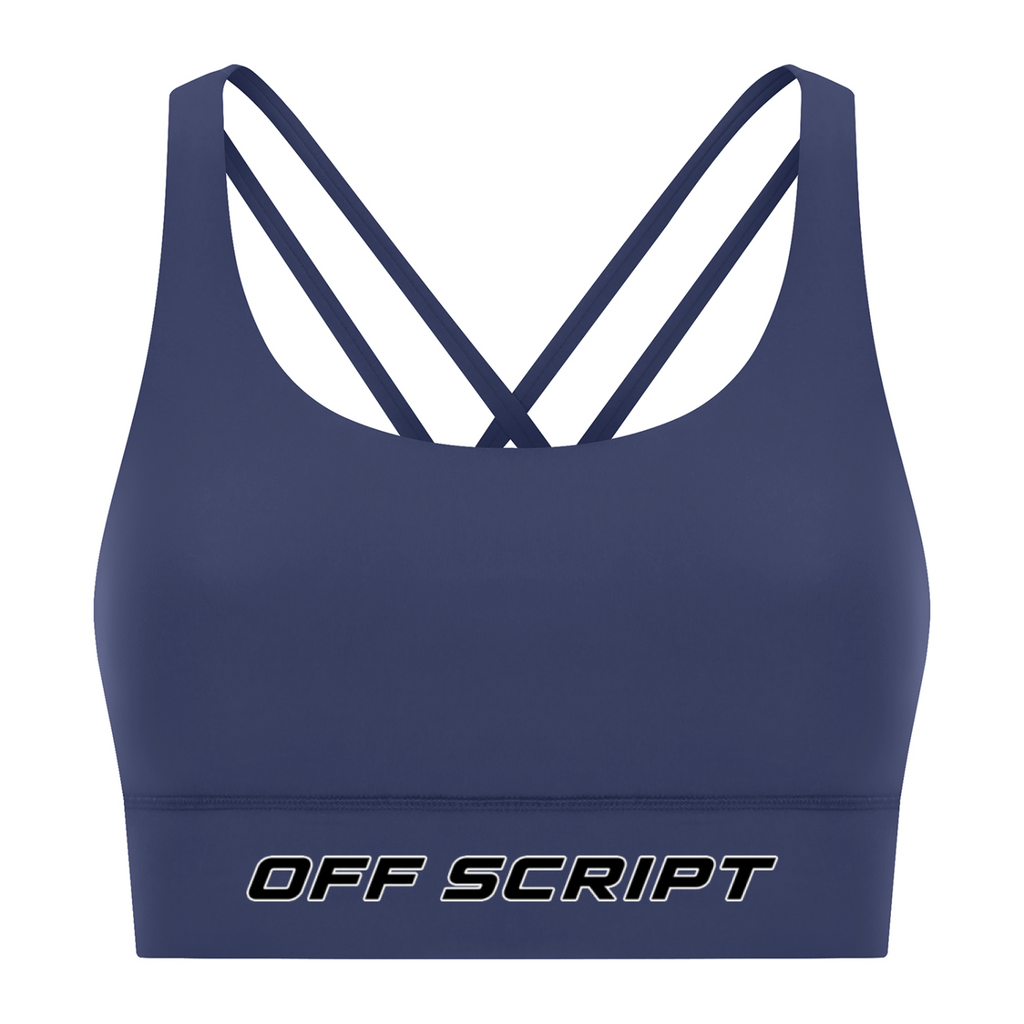 Strappy Criss-Cross Sports Bra - Royal Blue front mockup