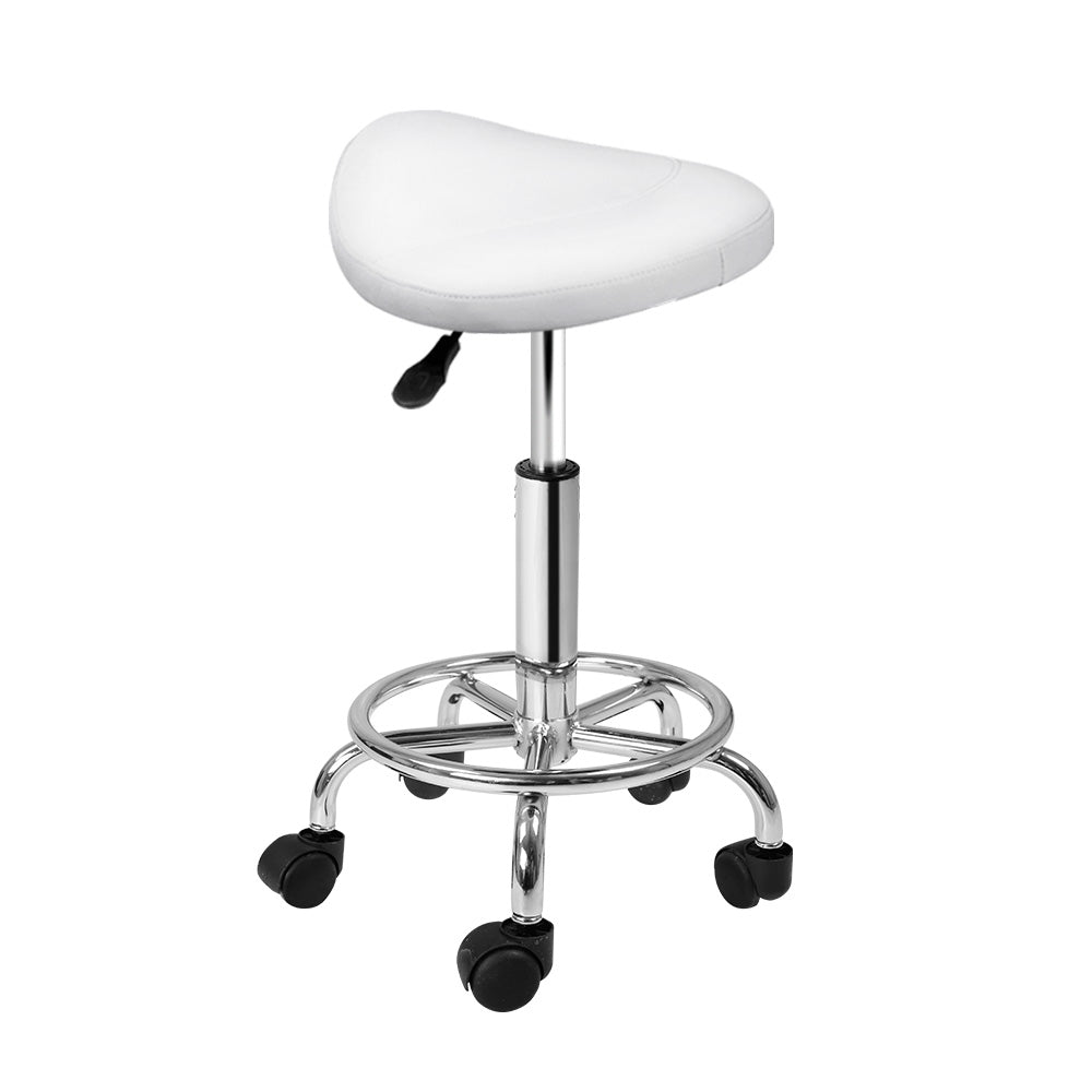 Artiss Adjustable Saddle-Seat Salon Stool – White