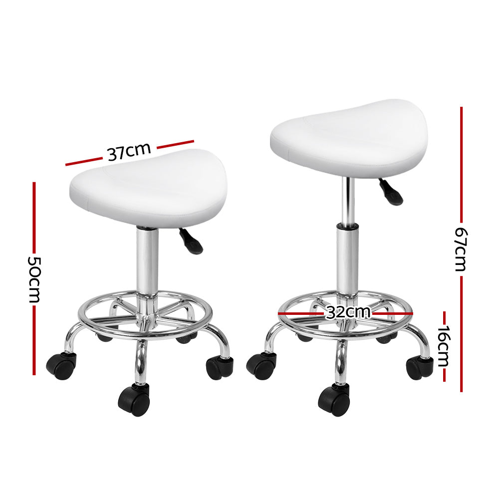 Artiss Adjustable Saddle-Seat Salon Stool – White