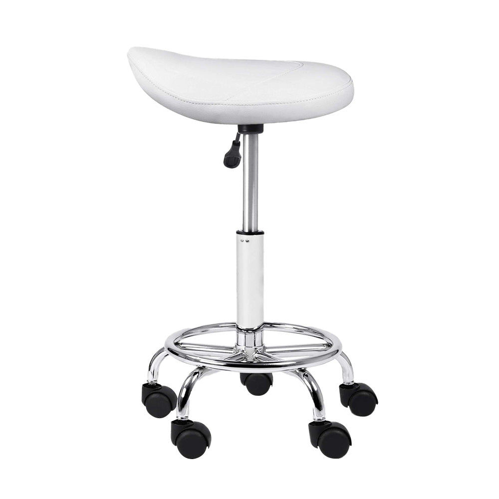 Artiss Adjustable Saddle-Seat Salon Stool – White
